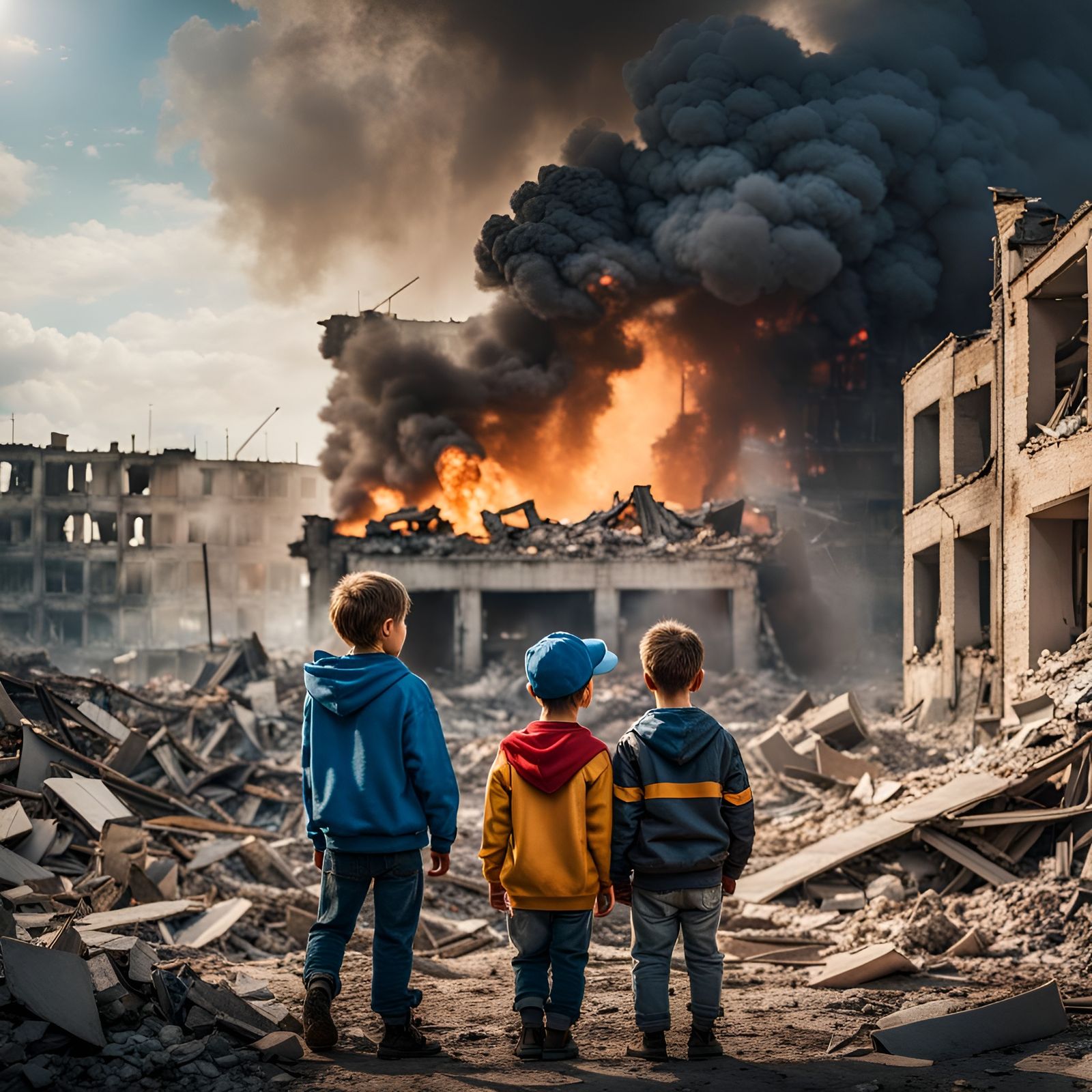 War's Impact: Children Witnessing Destruction