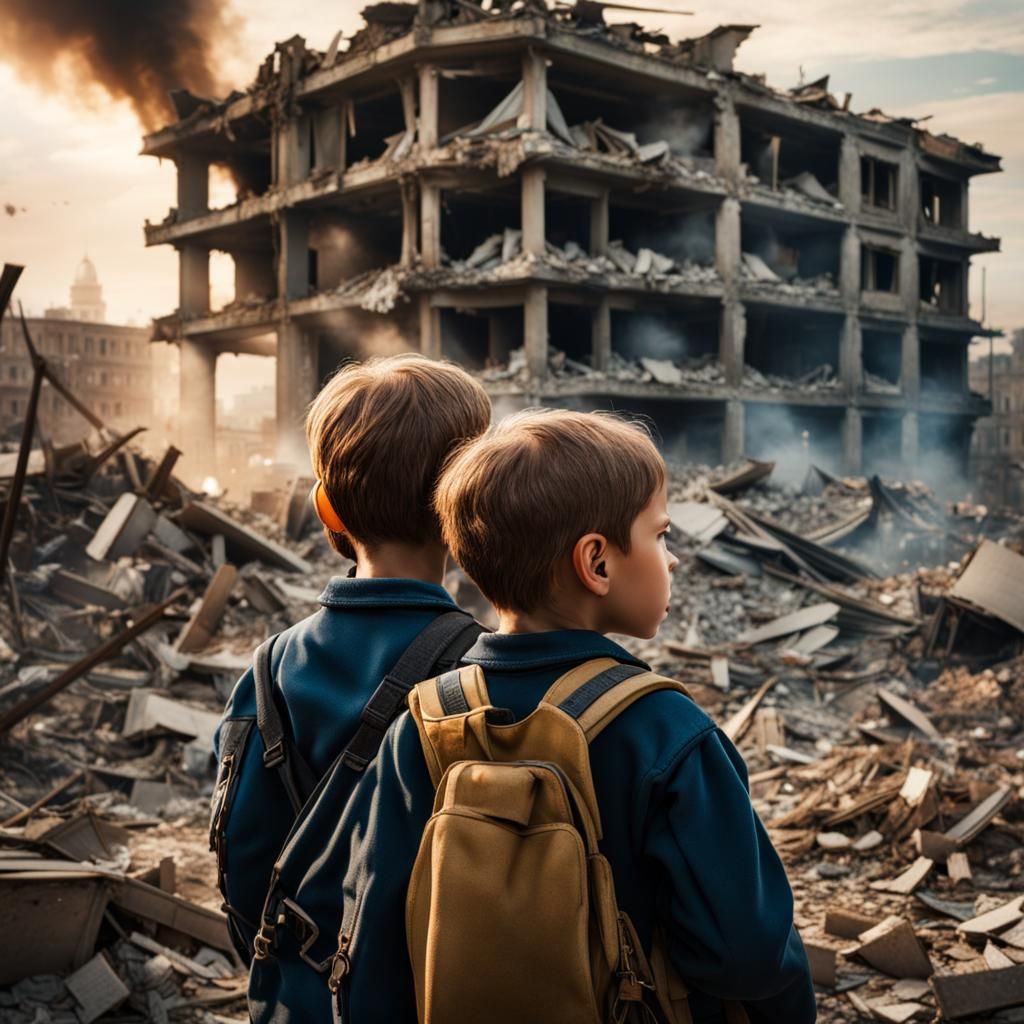 War-Torn Landscape of a Demolished Home