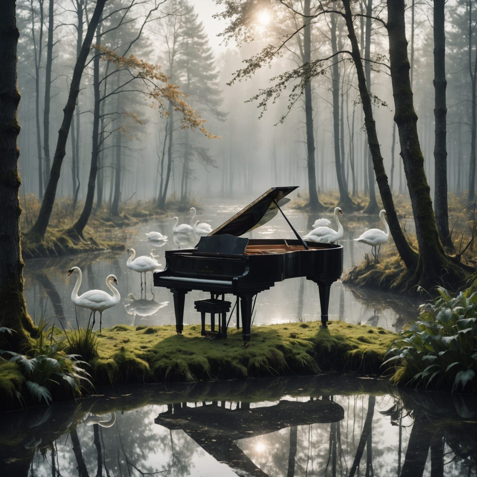 Ethereal Piano Emerges from Swampy Forest in Vibrant Double ...