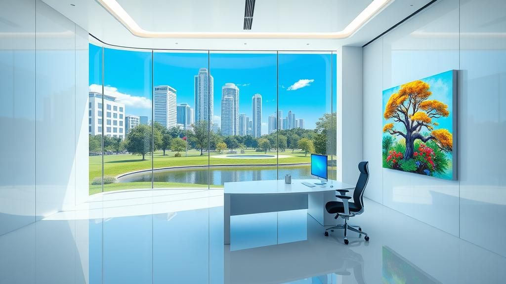 Futuristic Office Space with Idyllic View, 8k Artstation
