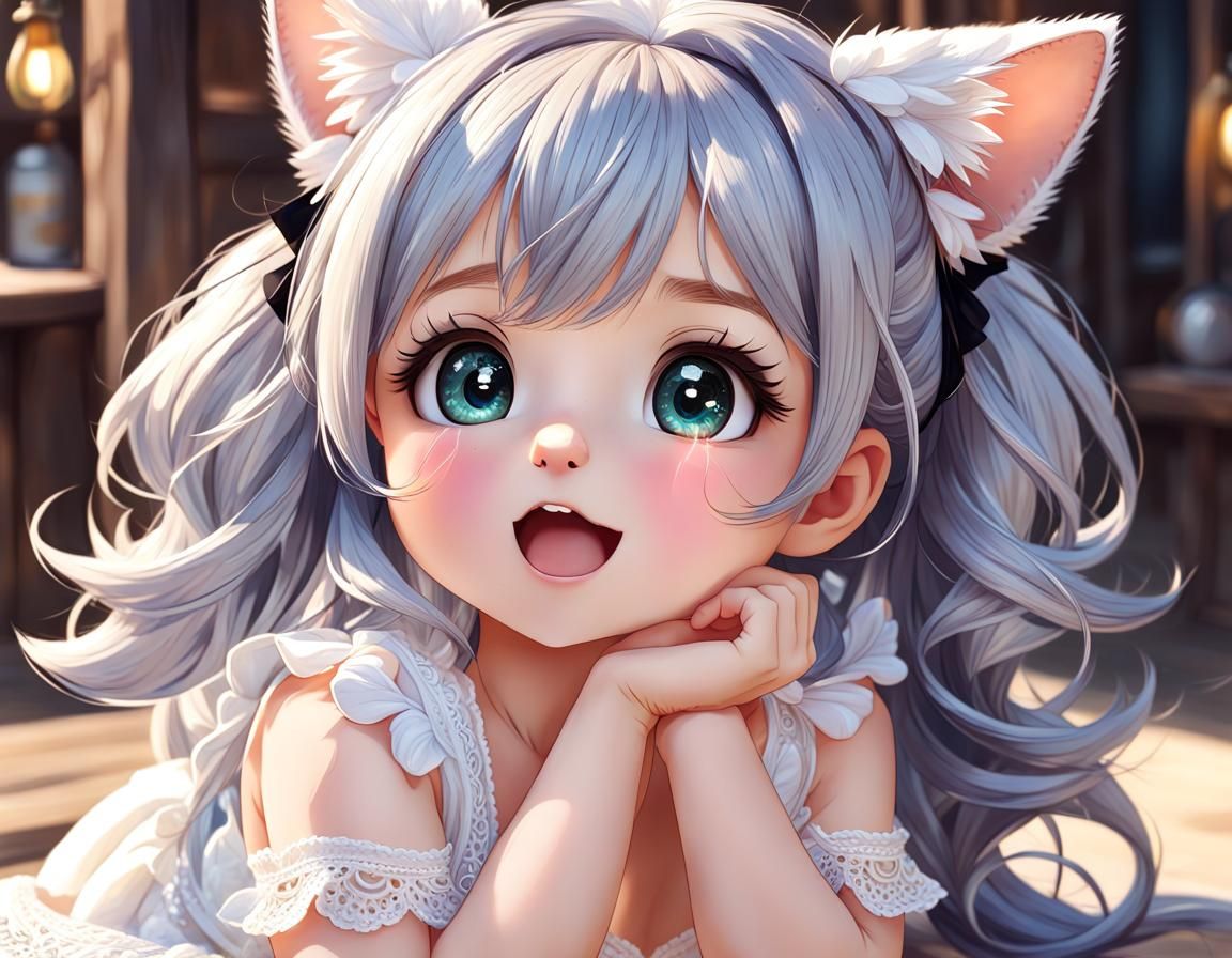 Anime Girl Enjoying Summer Night in Hyperrealism Style