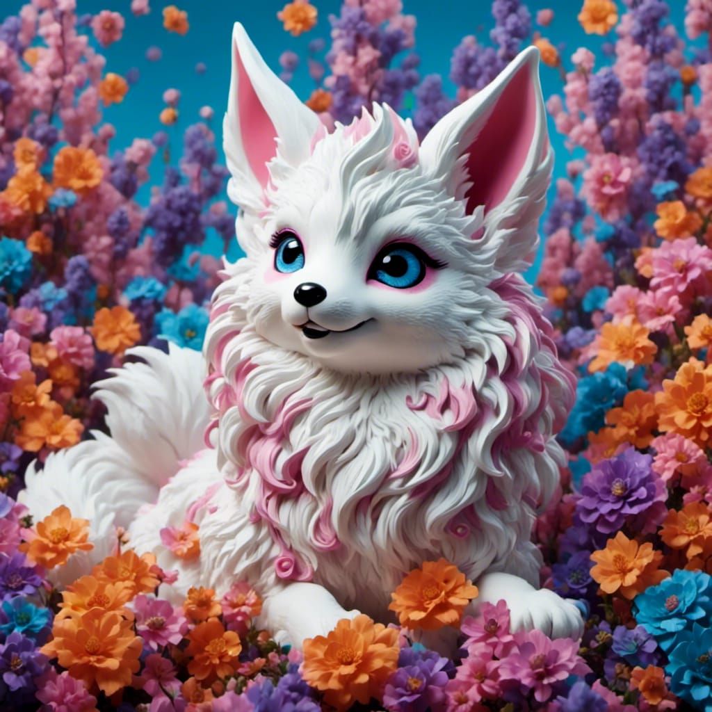 Pastel Kitsune with Six Tails: Insanely Detailed