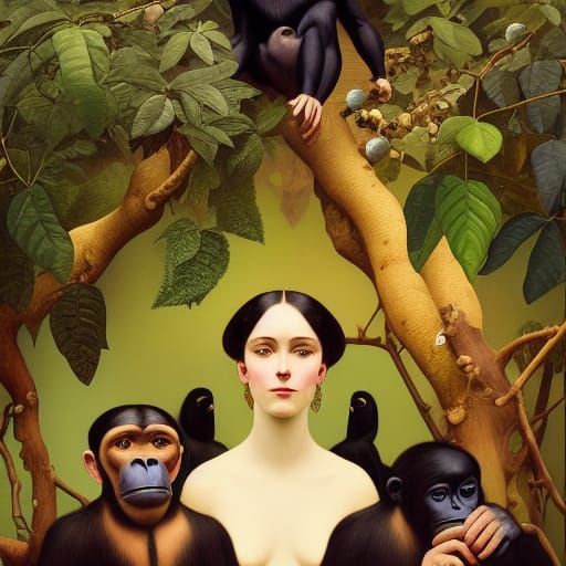 Victorian Bonobo Men Meeting as Academic Art