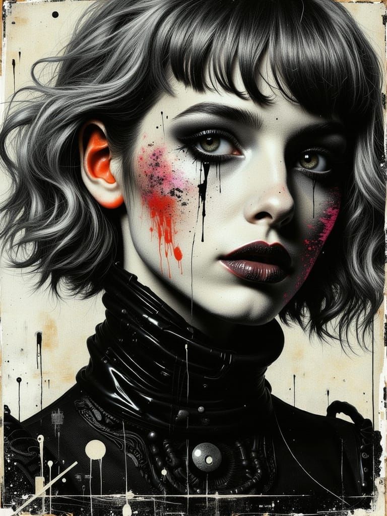 Gothic Surreal Portrait in Abstract Mixed Media