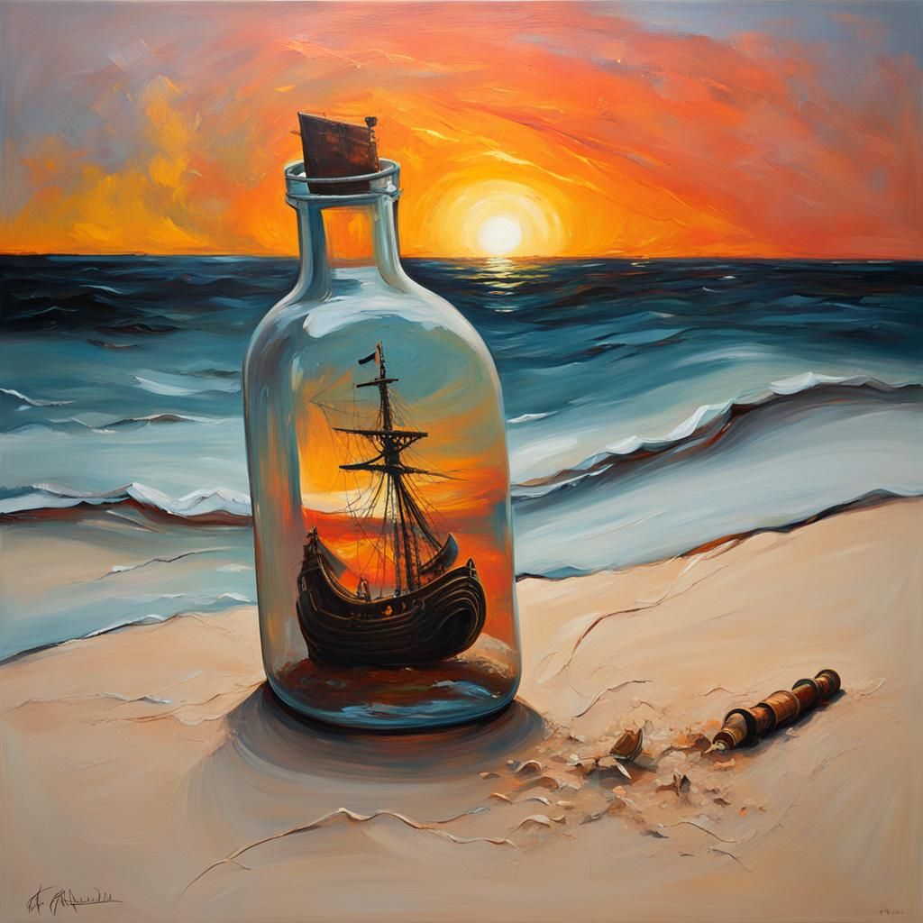 Pirate Ship in a Bottle: Abstract Expressionist Painting