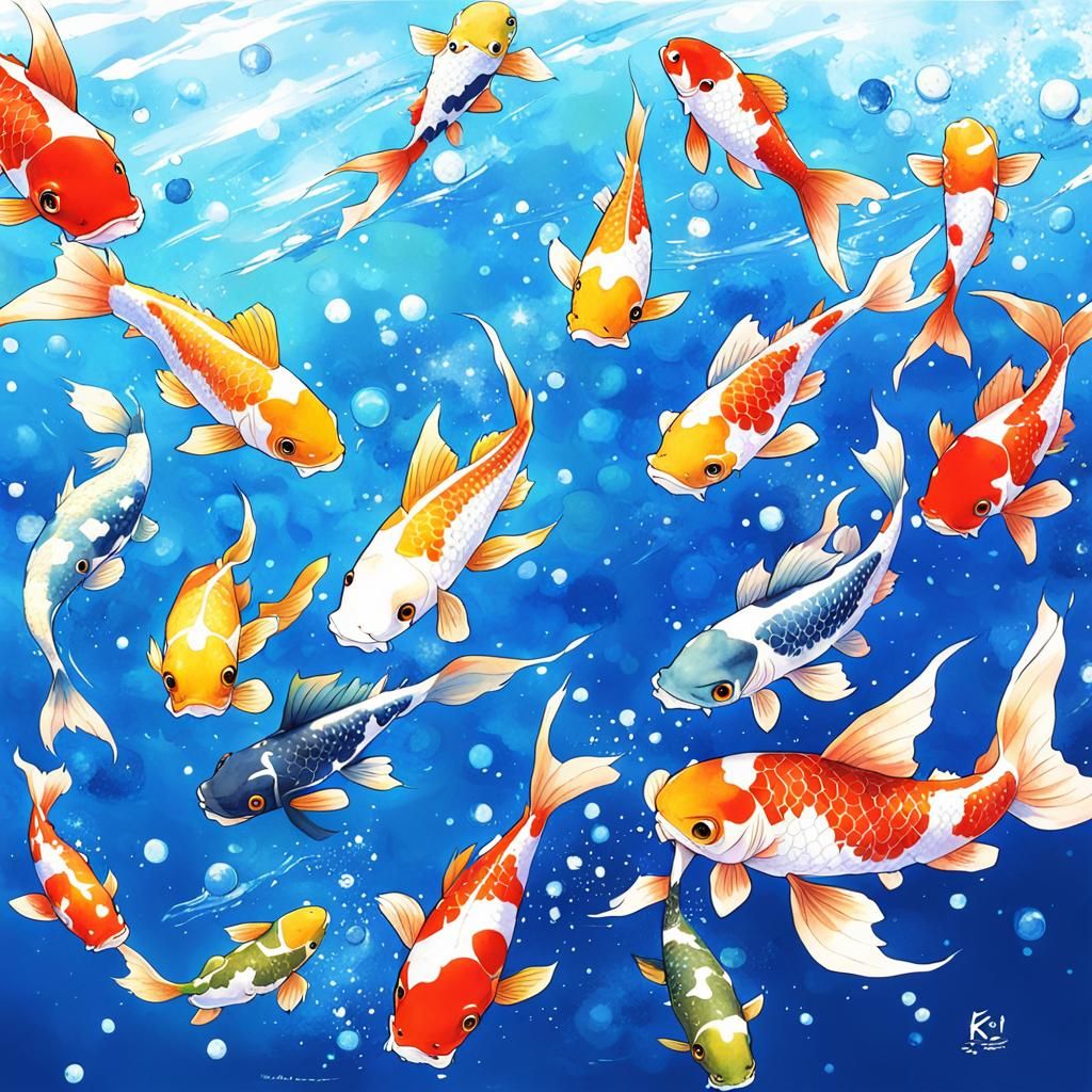 Anime Style Koi Fish Illustration