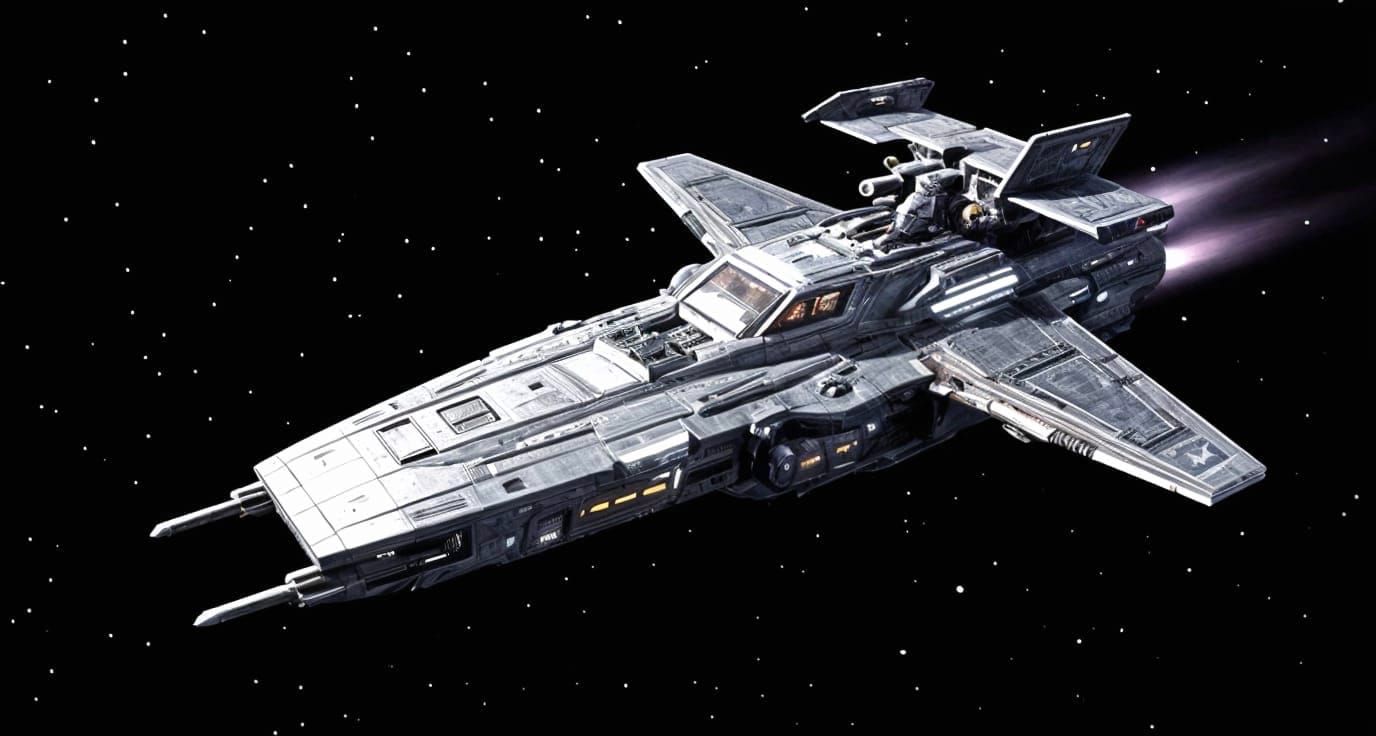 Star Trek Defiant Spaceship in Flight