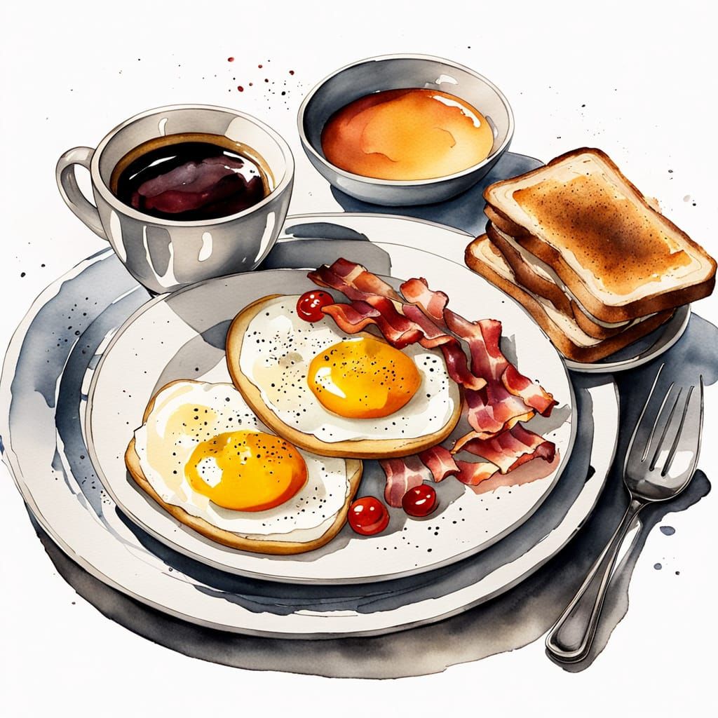 Breakfast Plate in Vibrant Watercolor