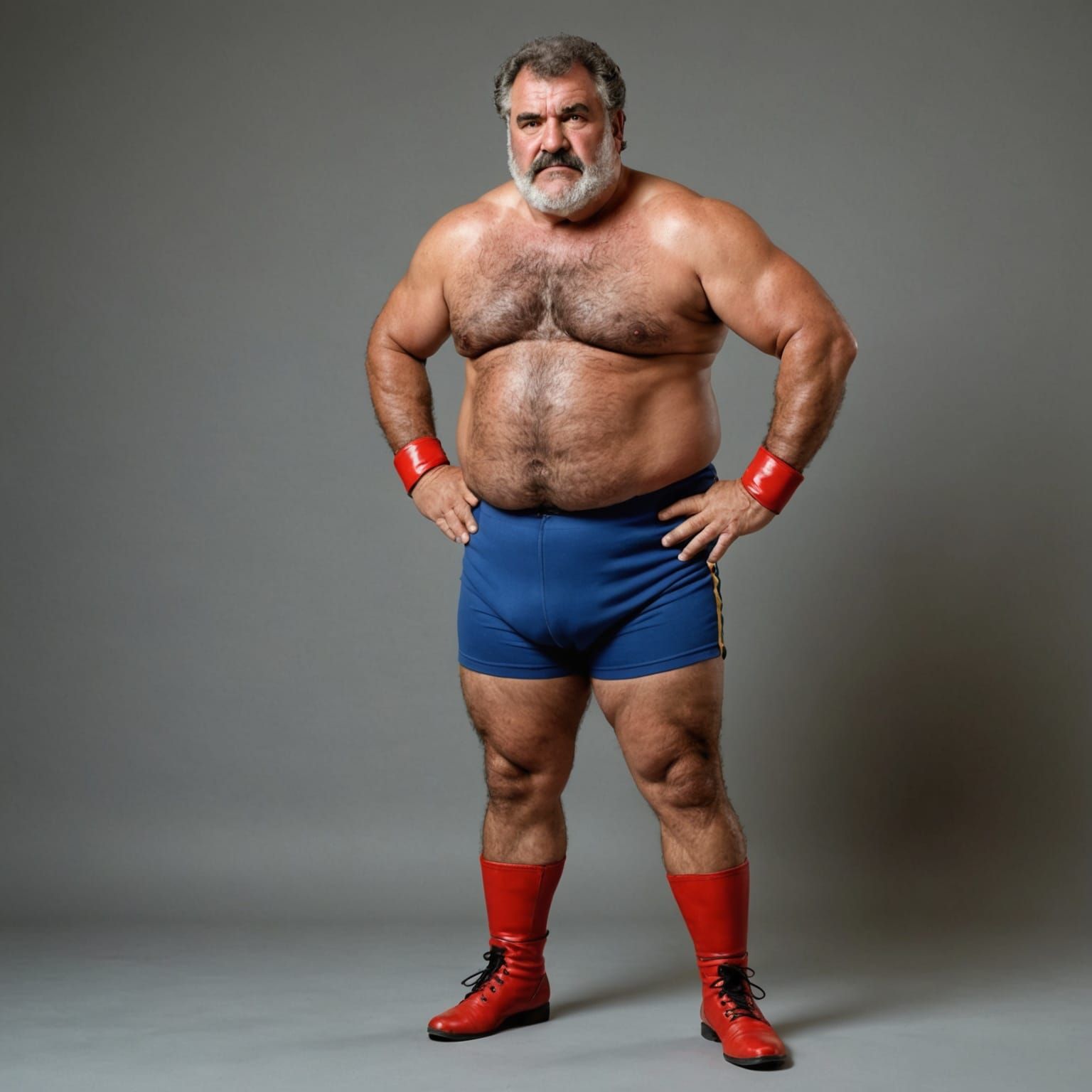 Defiant Spanish Wrestler Posing on Canvas