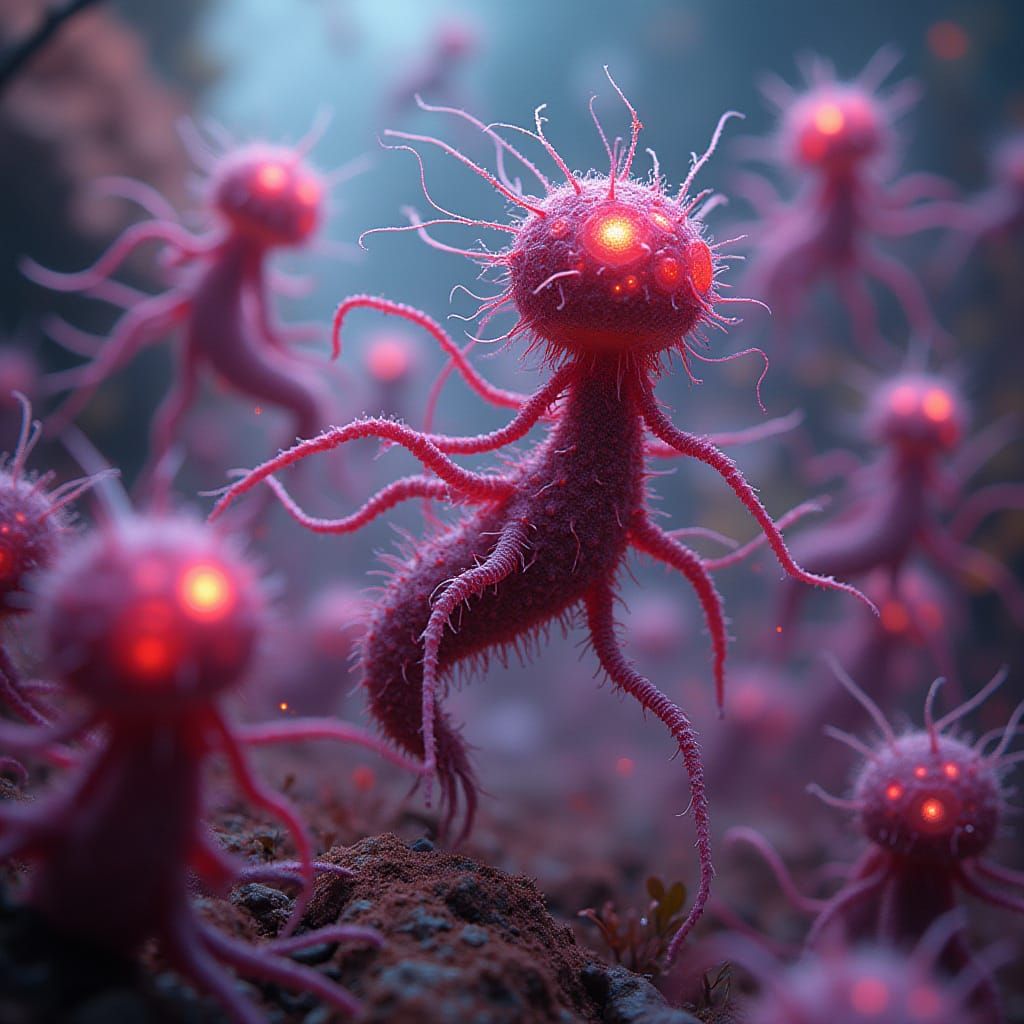 Vibrant Microorganisms in a Swirling Dance