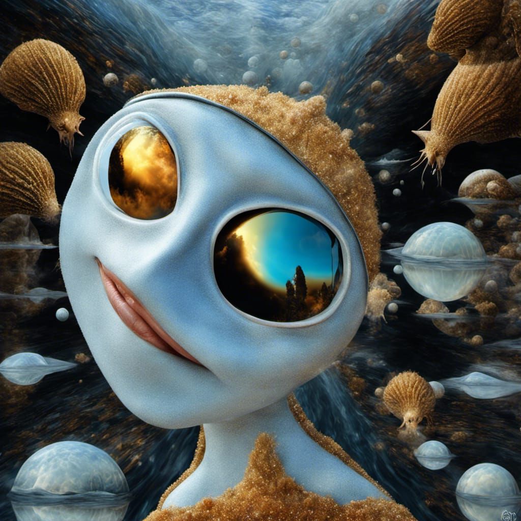 Happy Alien People and Pets in Surreal Photo