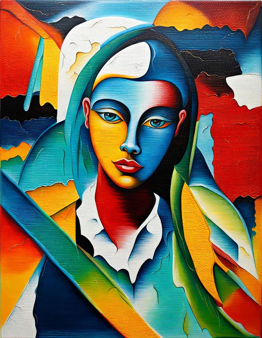 Abstract Oil Painting with Dynamic Color Textures