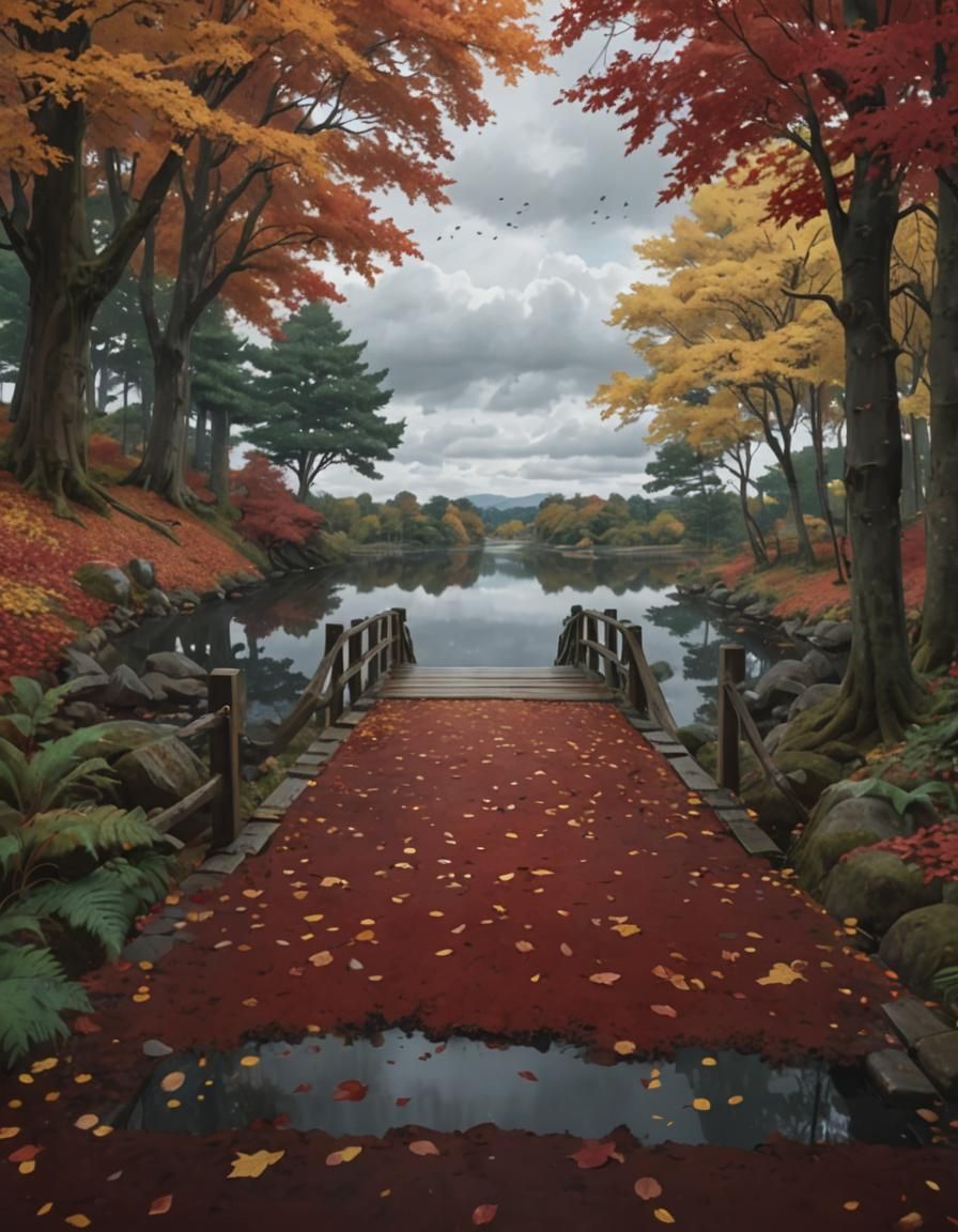 Autumn Forest Path in Anime Style