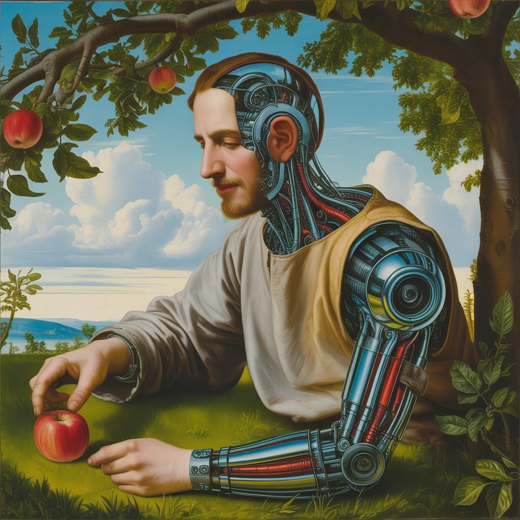 Renaissance Cybernetic Man in Oil Painting Style