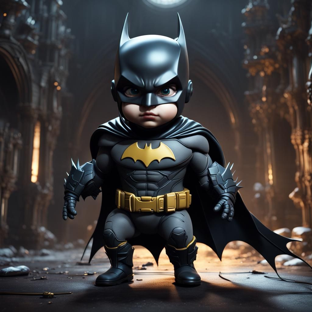 Detailed Matte Painting of Baby Batman in 8K