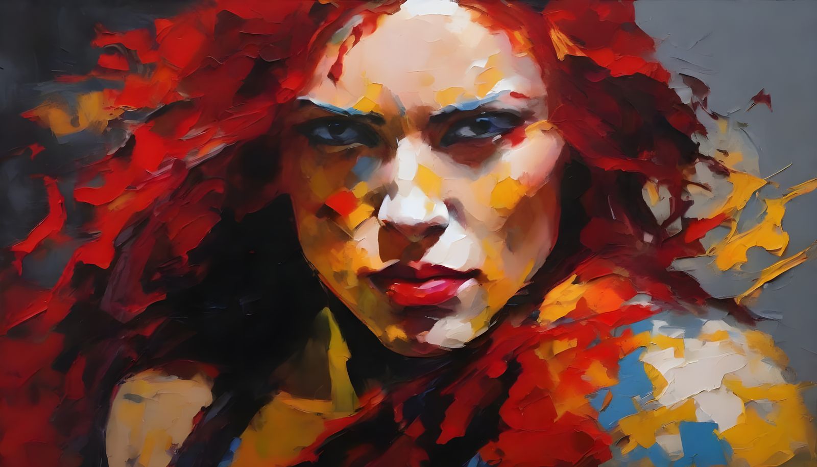 Epic Impasto Painting of Red Sonja on Bloody Battlefield