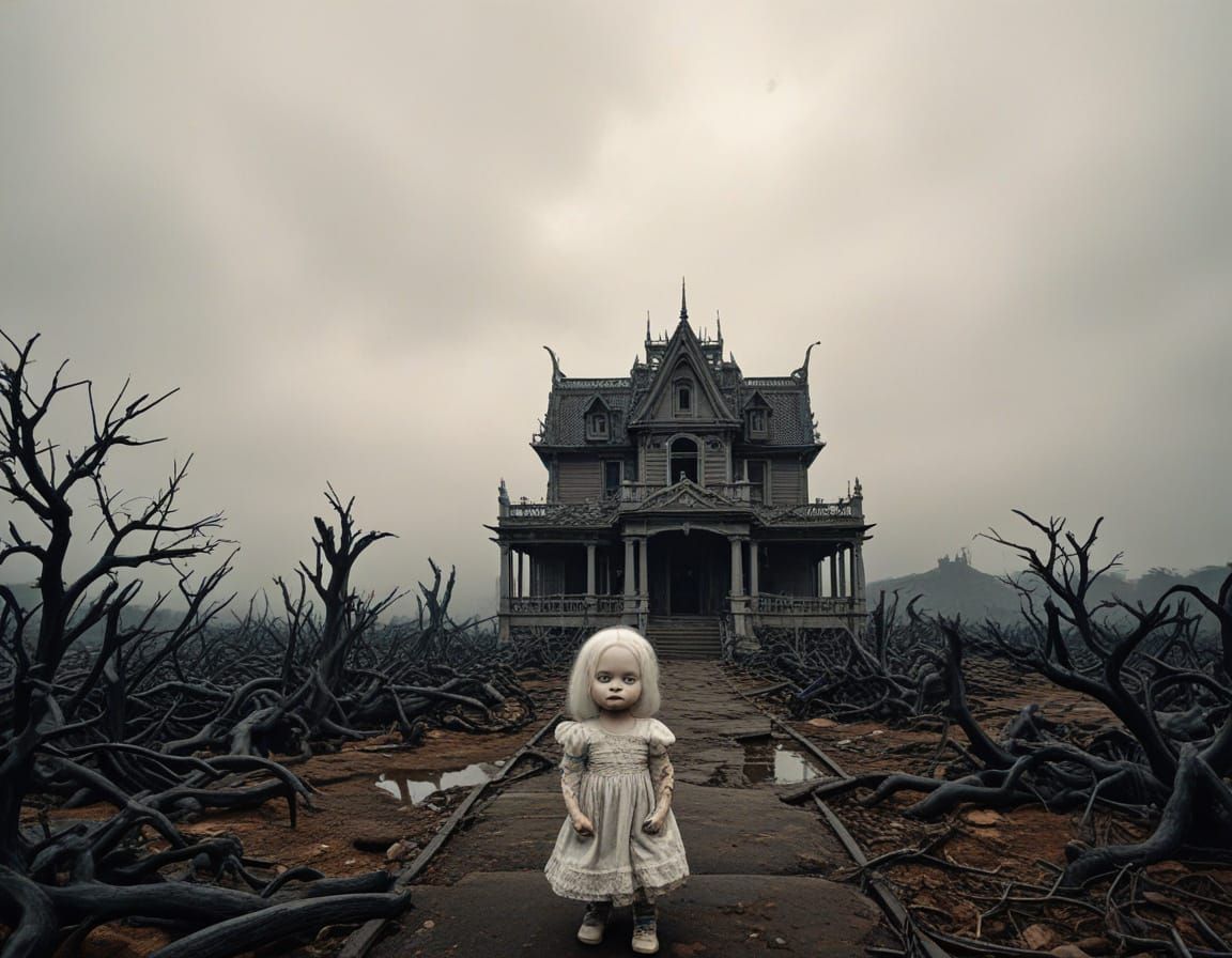 Apocalyptic Wasteland: A Sinister Victorian Horror Landscape