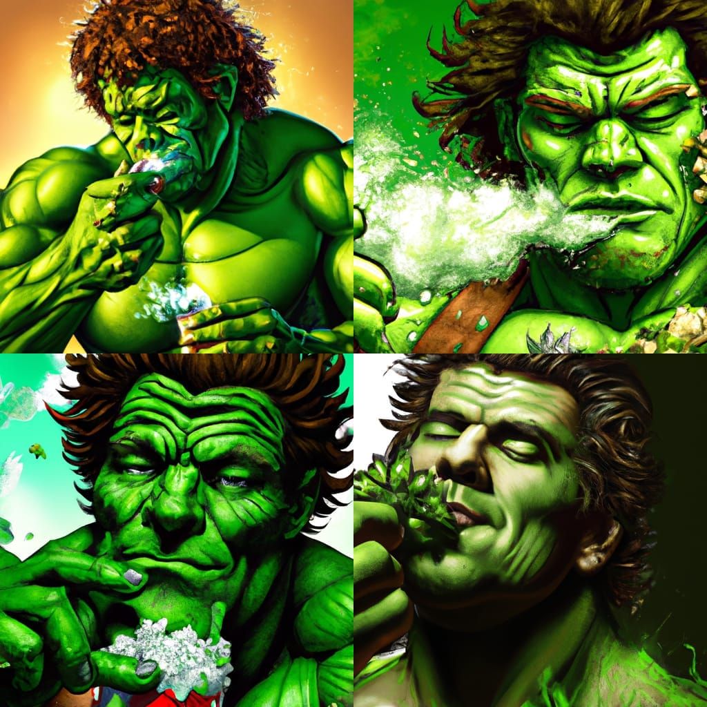 Hulk Smoking Cannabis: 4K Ultra Detailed Portrait