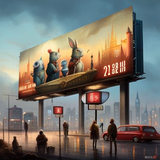 Futuristic Rabbit Billboard: Ice Cream Art