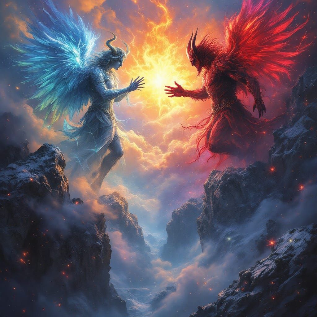 Epic Angel vs Devil at the Edge of the World