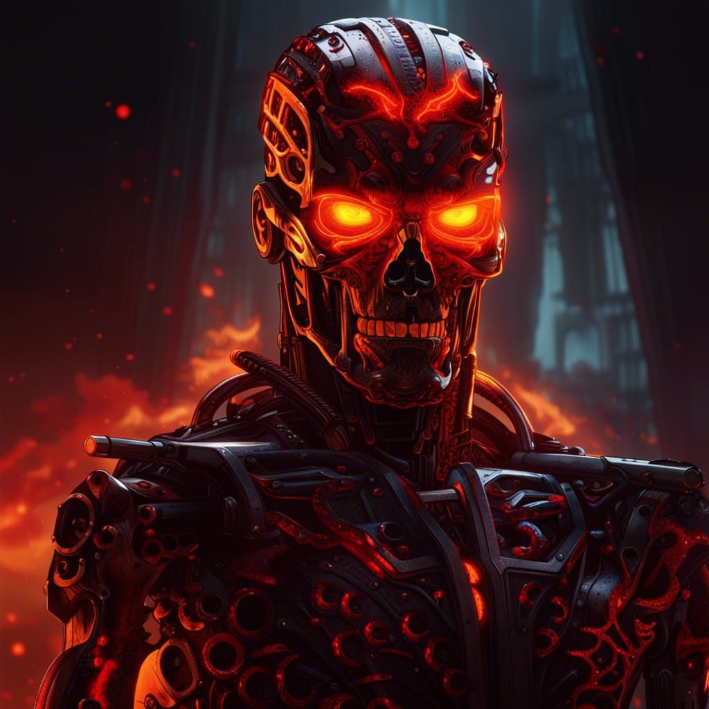 Terminator Silhouette in a Fiery Inferno