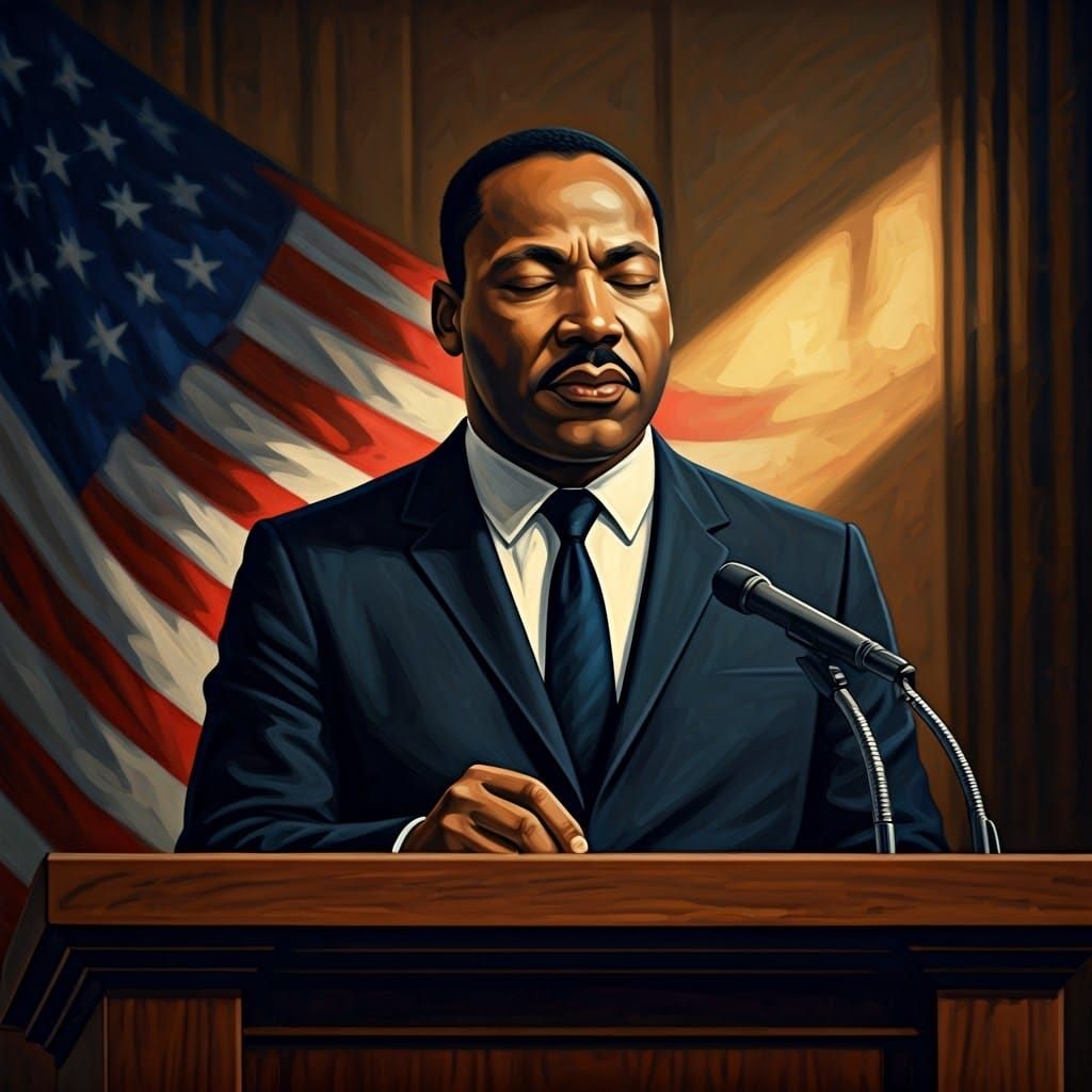 Dramatic Portrait of Martin Luther King Jr. in Vibrant Style