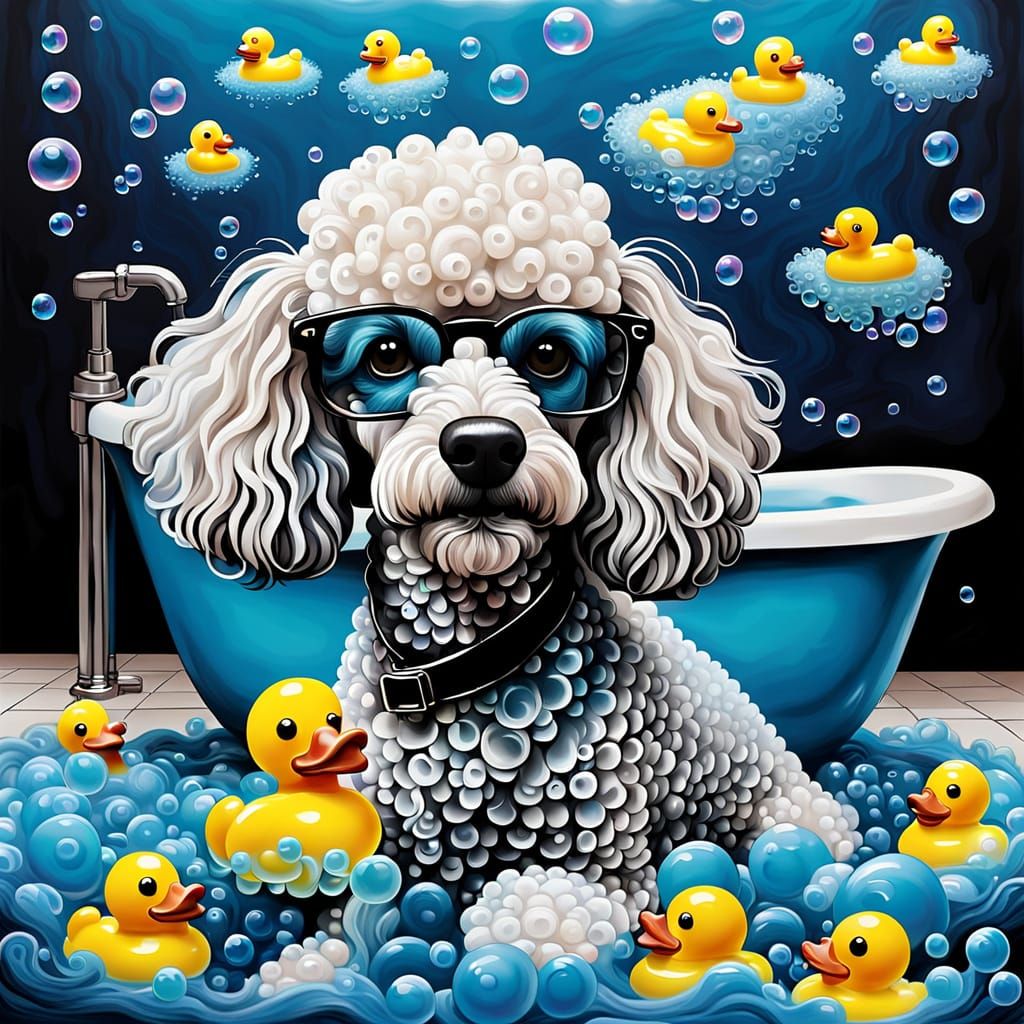 Abstract Soap Bubble Poodle in Picasso-Burton Style