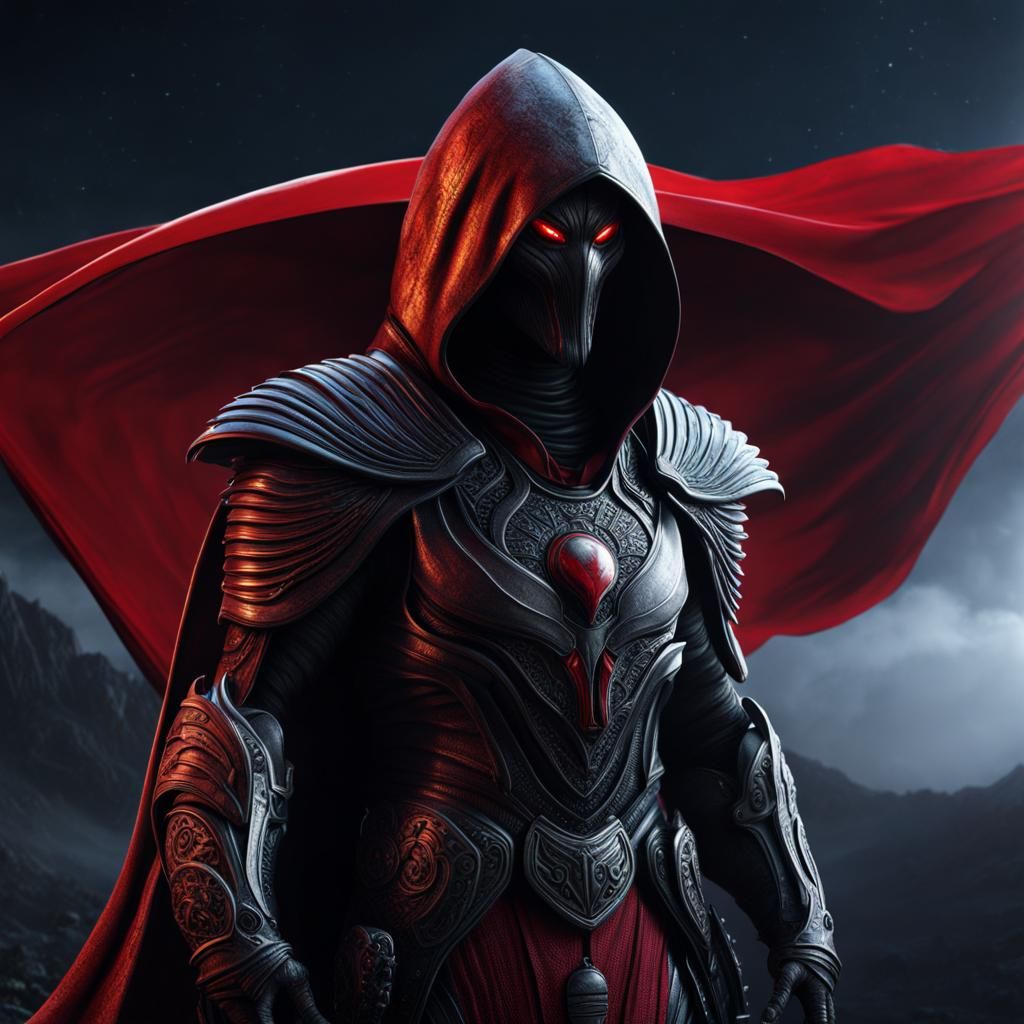 Alien Creature Wrapped in Albanian Flag: Fantasy Art