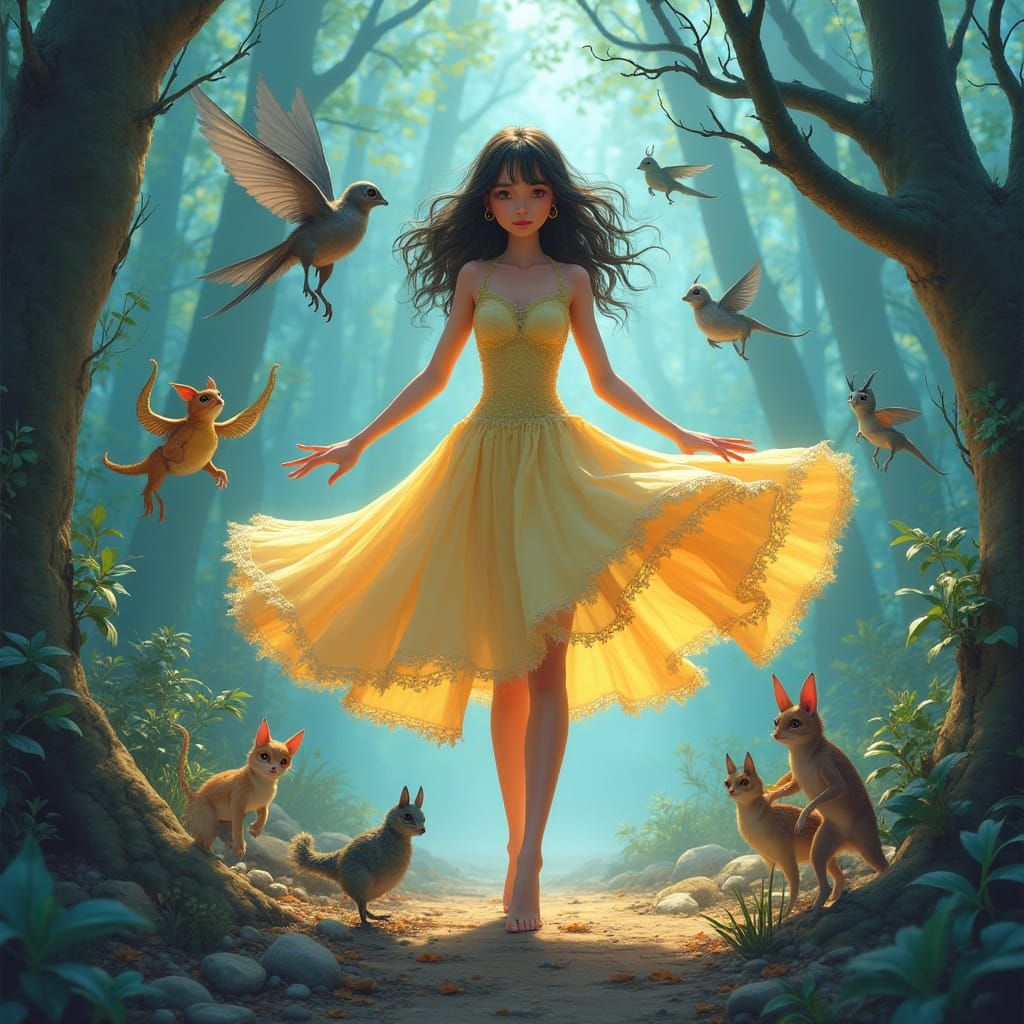 Woman Communicating with Aliens in a Futuristic Fantasy