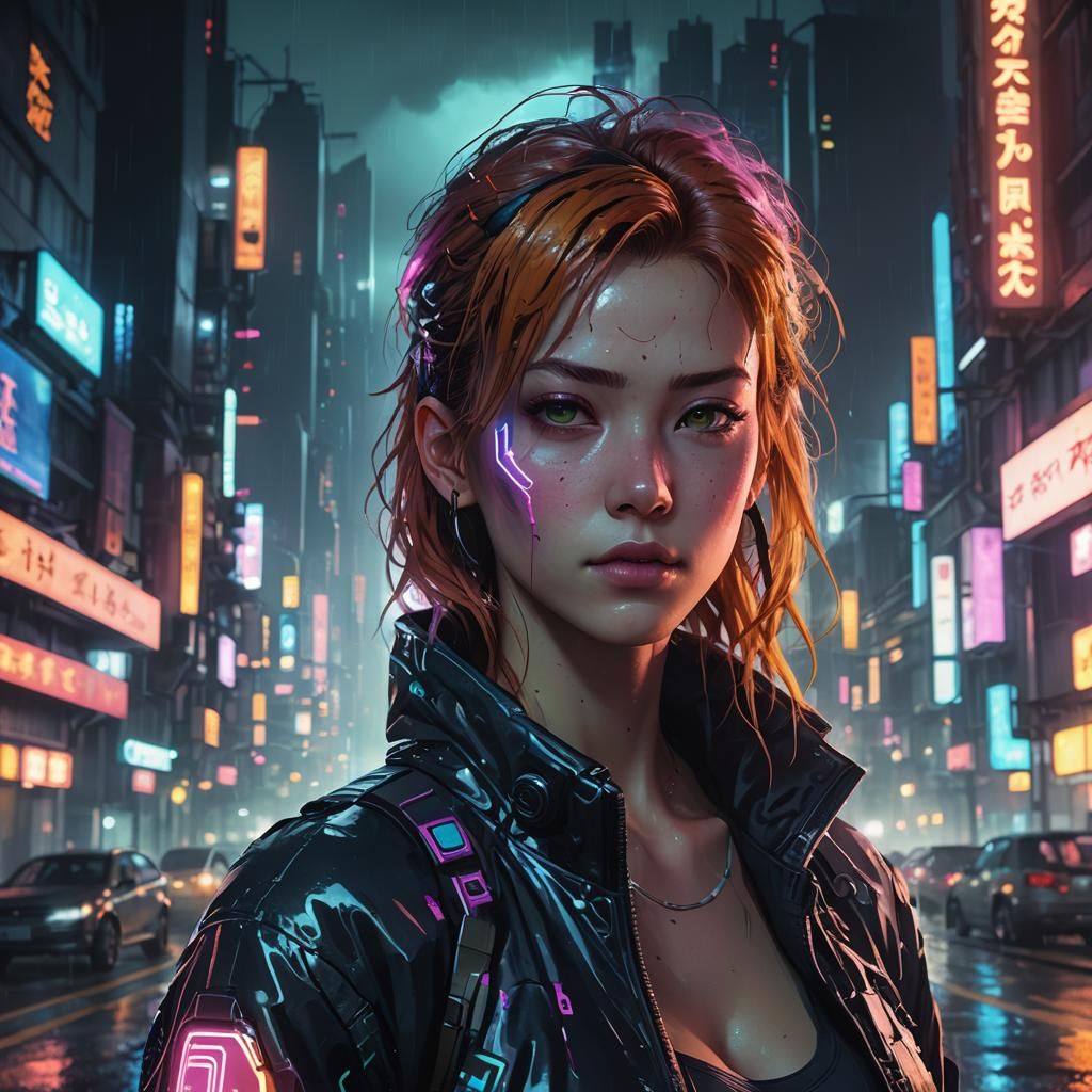 V in Night City: Cyberpunk Anime Portrait