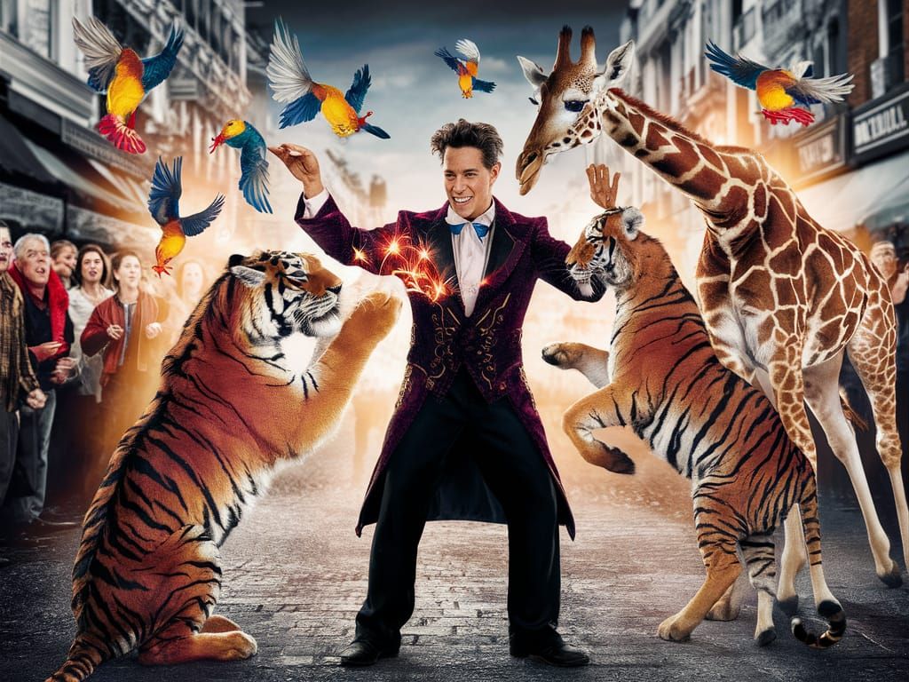 Street Magician's Extravagant Animal Magic Show