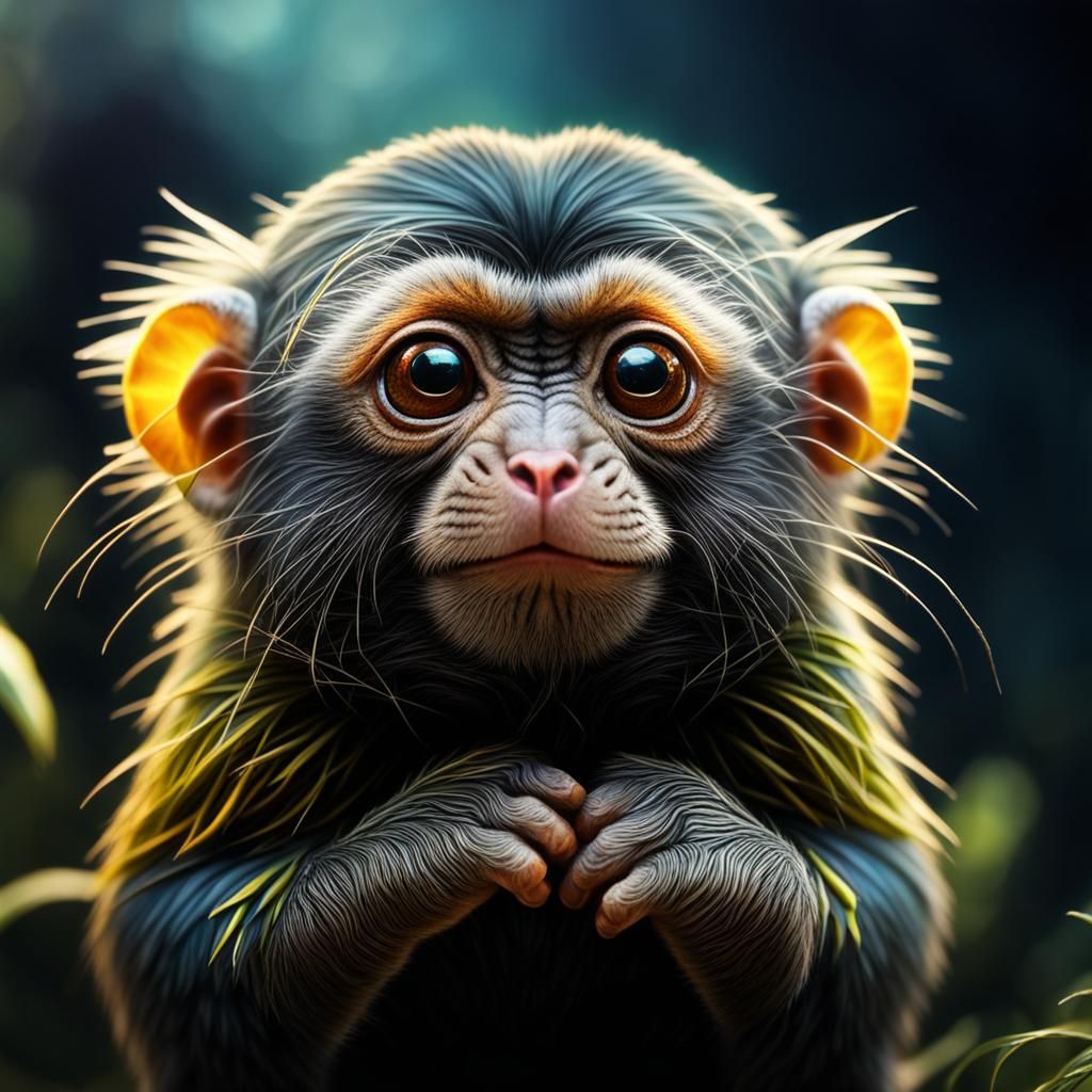 Adorable Pygmy Marmoset in Digital Matte Painting