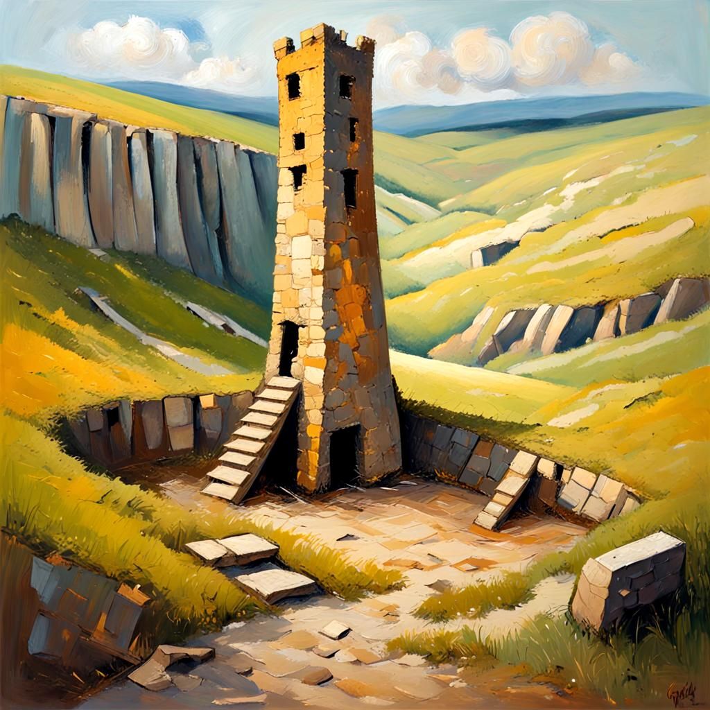 Ruins of a stone tower.