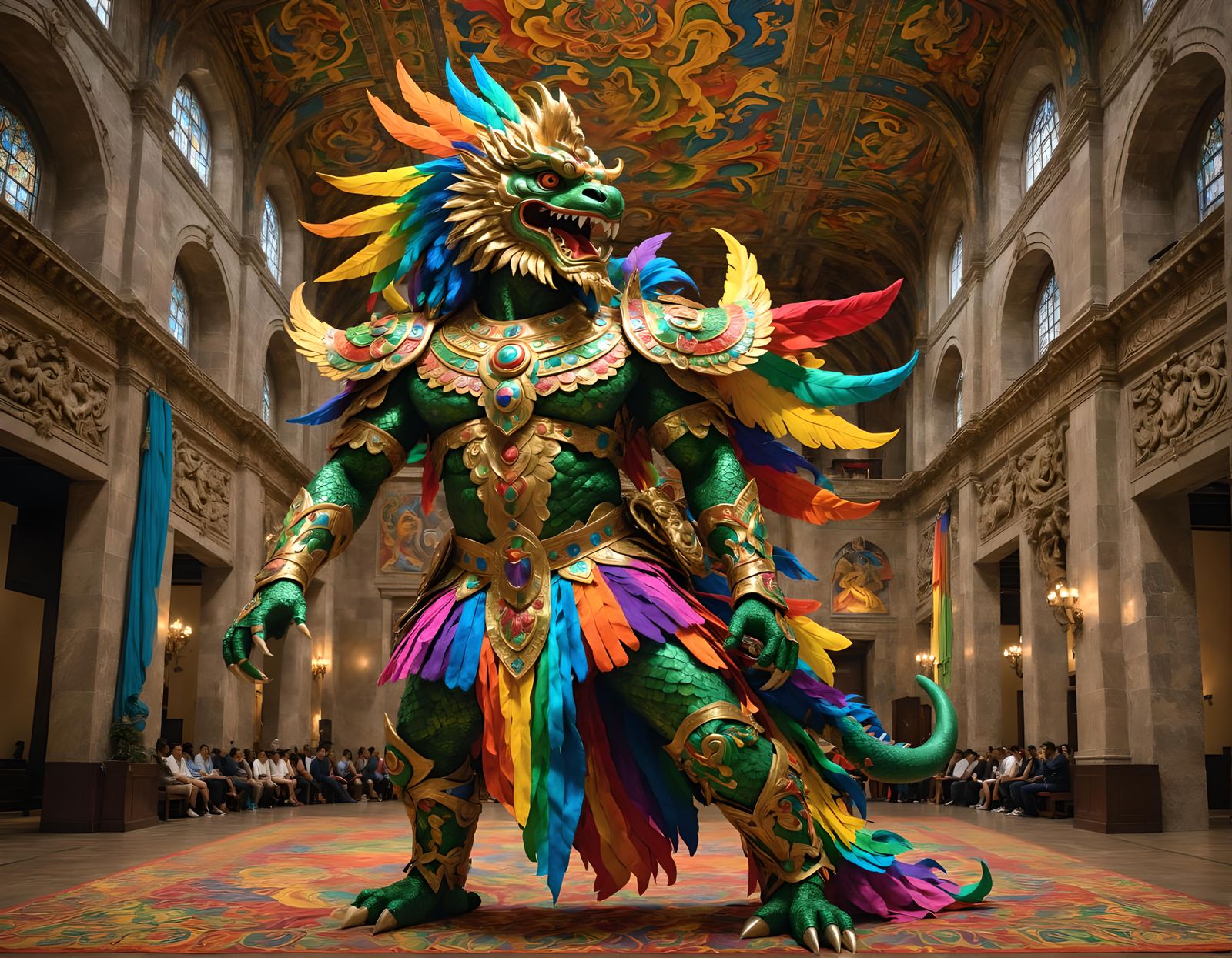 Quetzalcoatl in Rainbow Fabrics