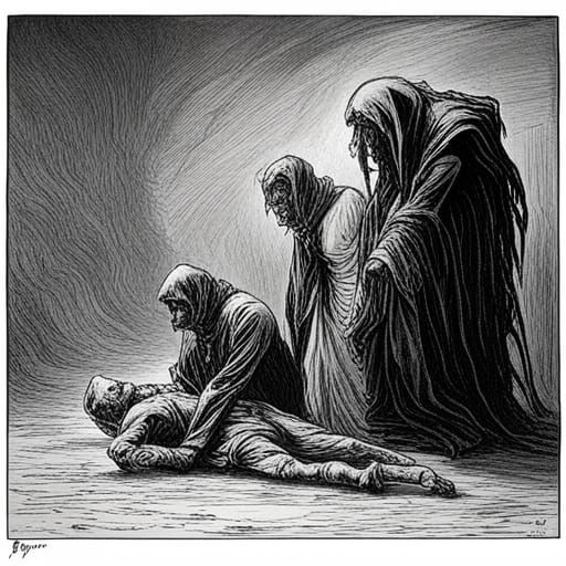 Gothic Horror Scene in the Style of Gustave Doré