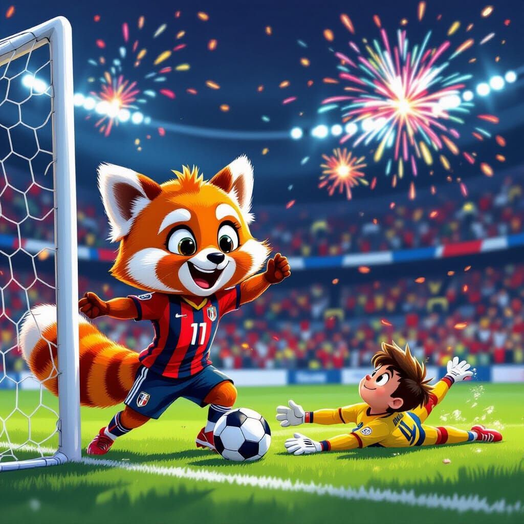 Red Panda Baby Scores Winning Goal for Milan, Fireworks Expl...