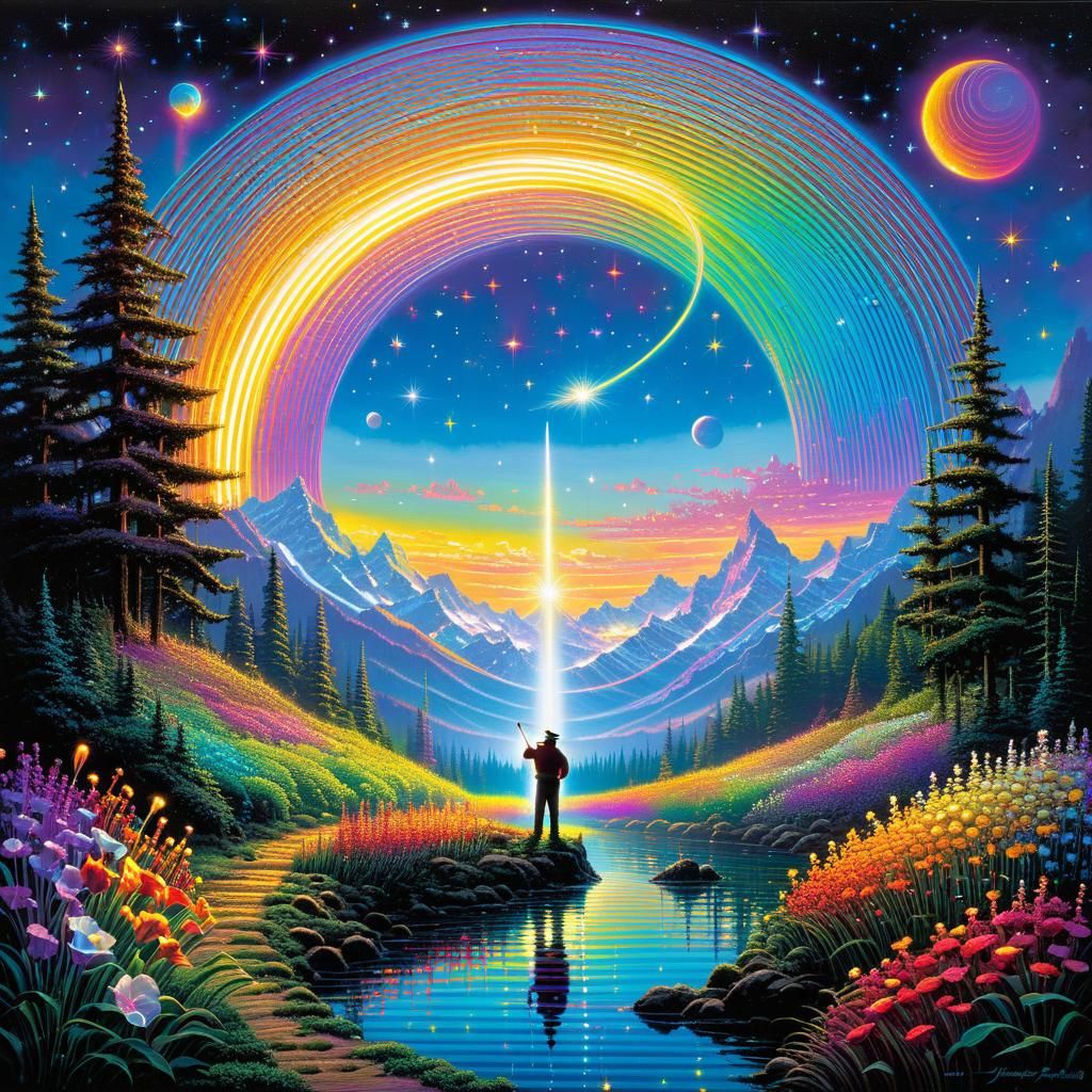 Holographic Cosmic Serenade in Light Painting Style