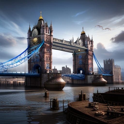 Post-Apocalyptic London Bridge: Detailed Matte Painting