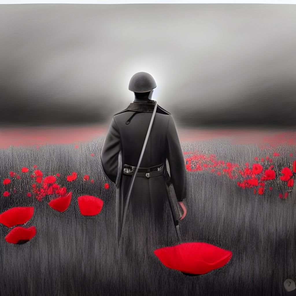 Poppy Field Mourning: A Charcoal Concept Art