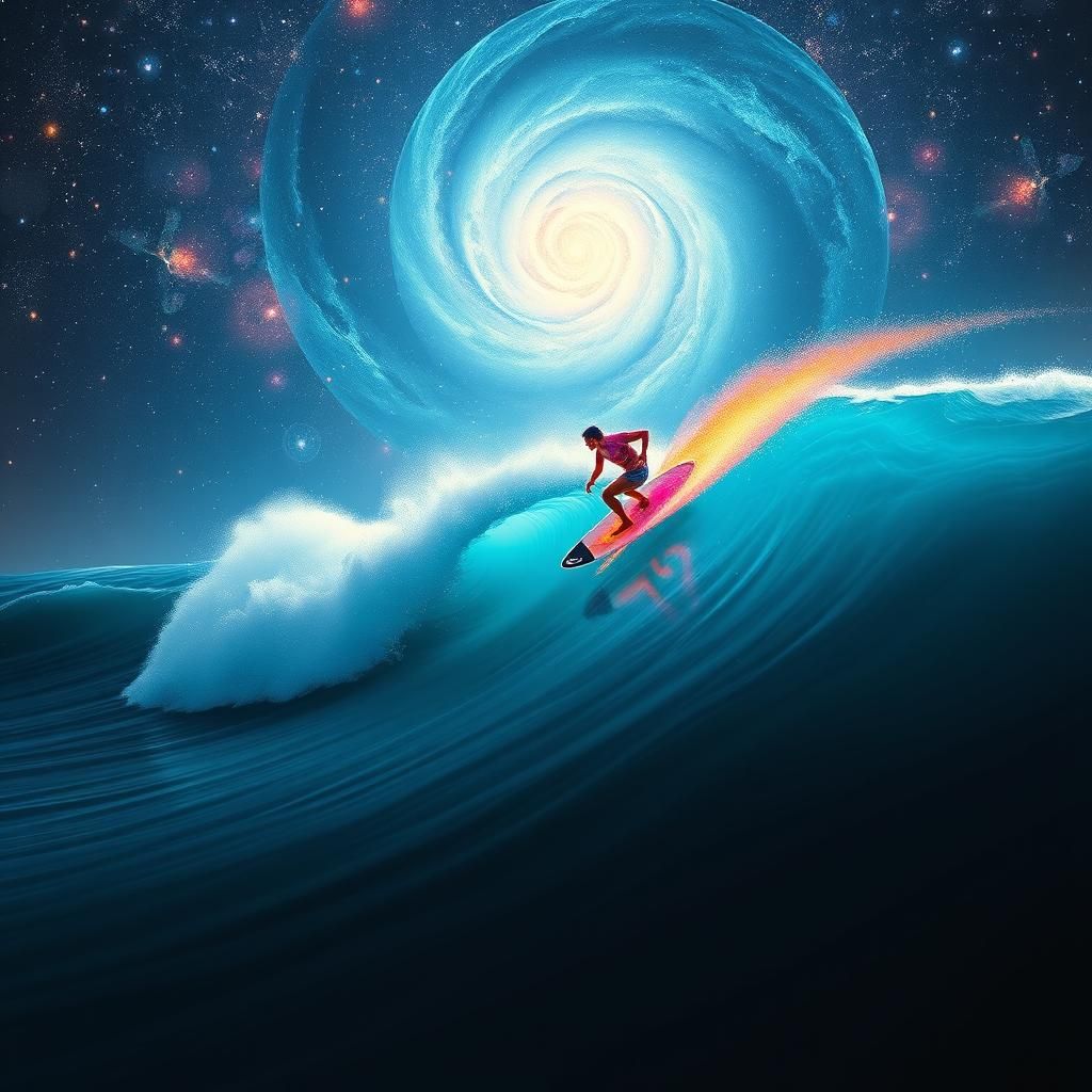Cosmic Surfer Rides a Glowing Wave in Space