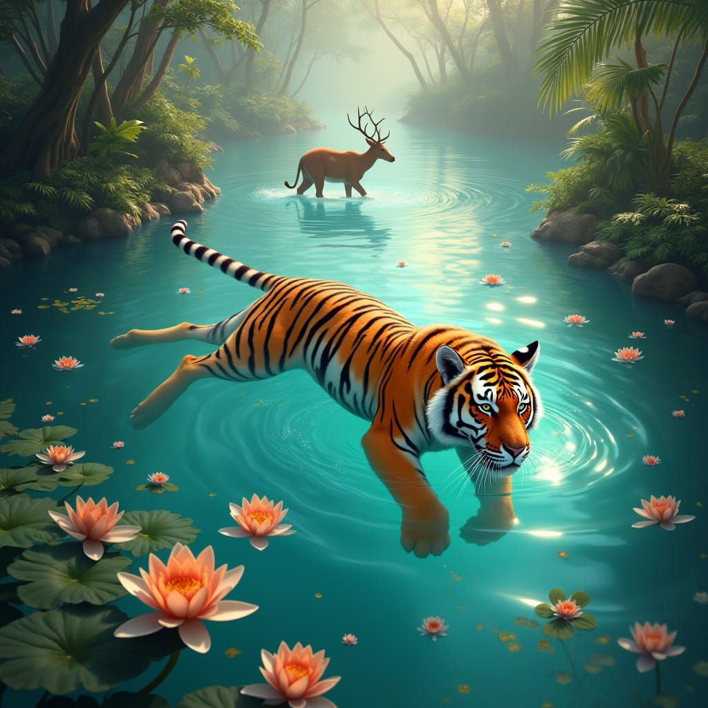 Majestic Tiger in Tropical Paradise