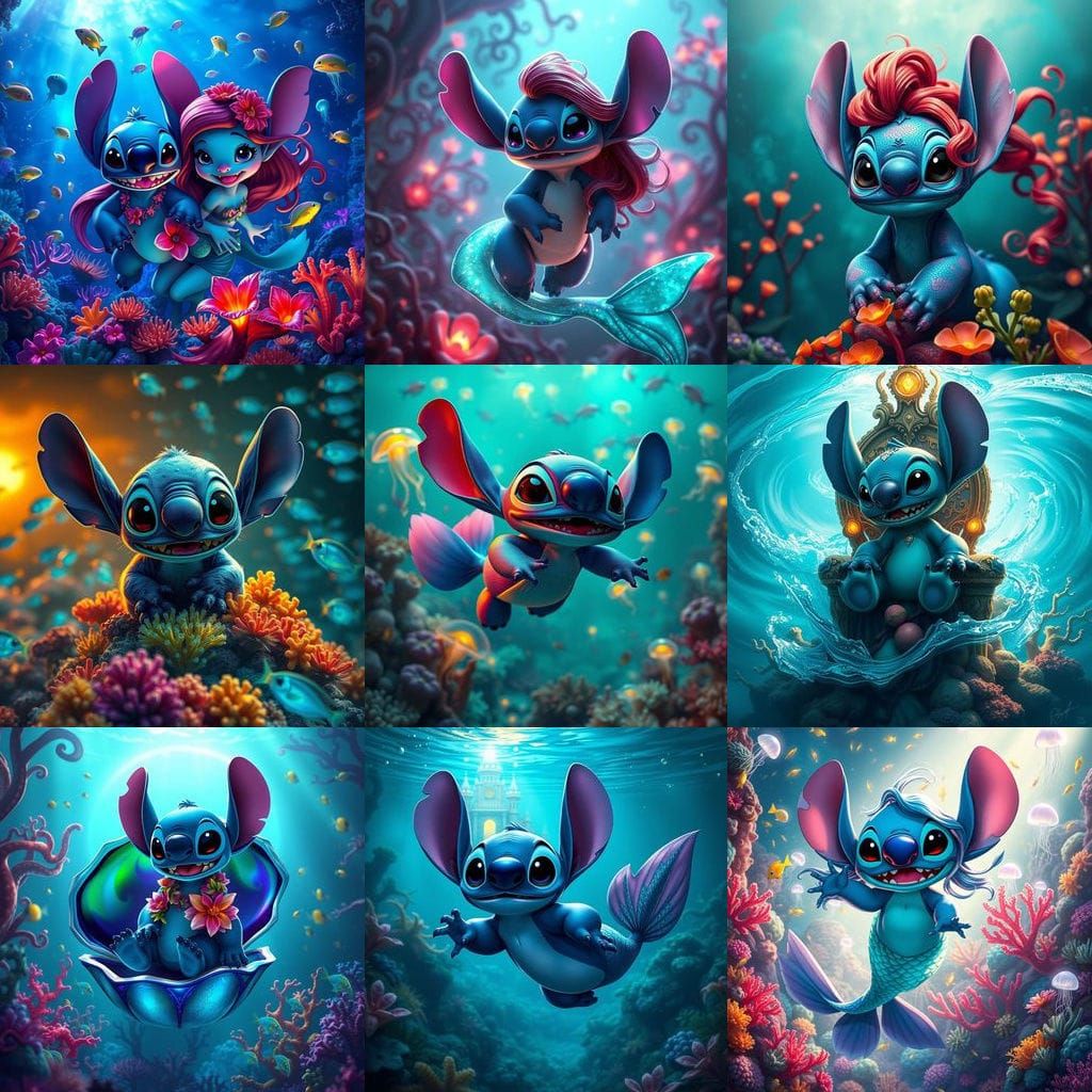 Stitch Meets Ariel in Vibrant Underwater Paradise