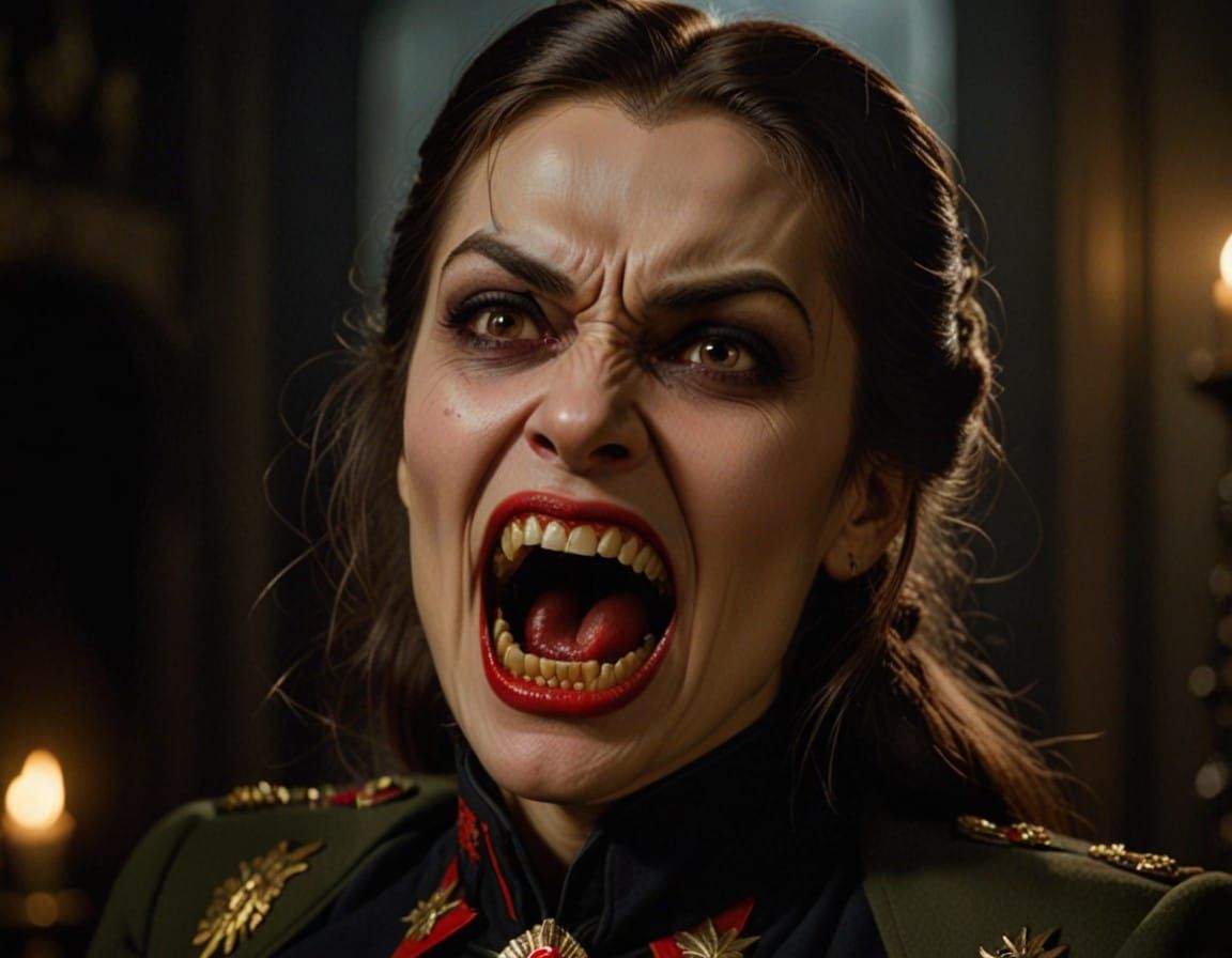 Soviet Vampire Woman Unleashes Fierce Fangs in Dark Fantasy