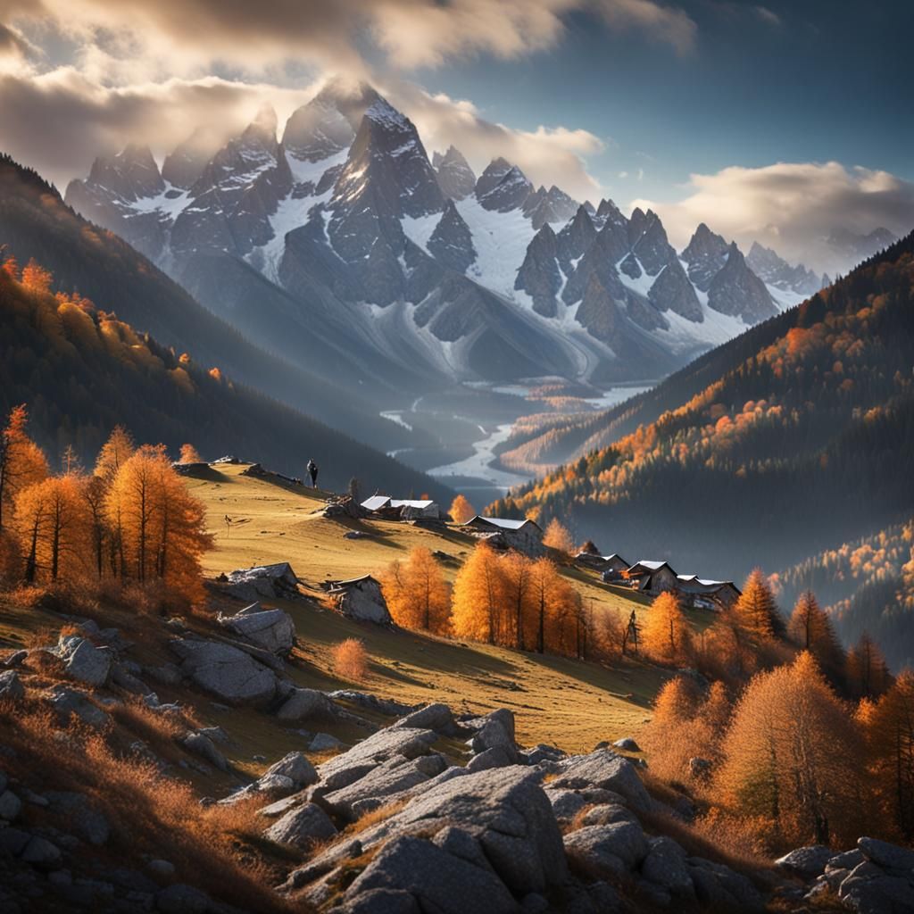 Scenic Alpine Mountain Vista in Photography Style