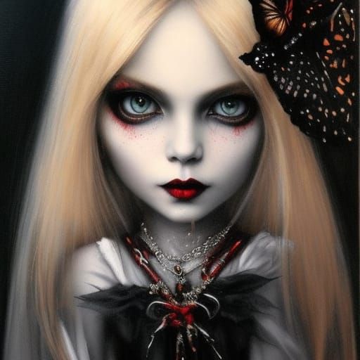 Gothic Witch Portrait with Pointillist Detail