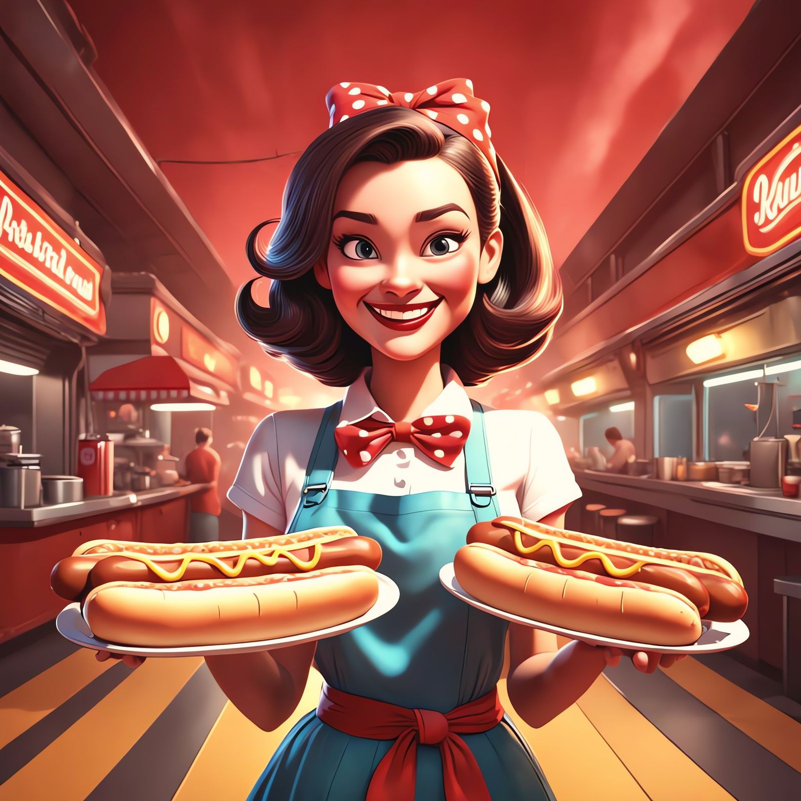 Retro 50s Diner Food Truck Design in Pixar Style