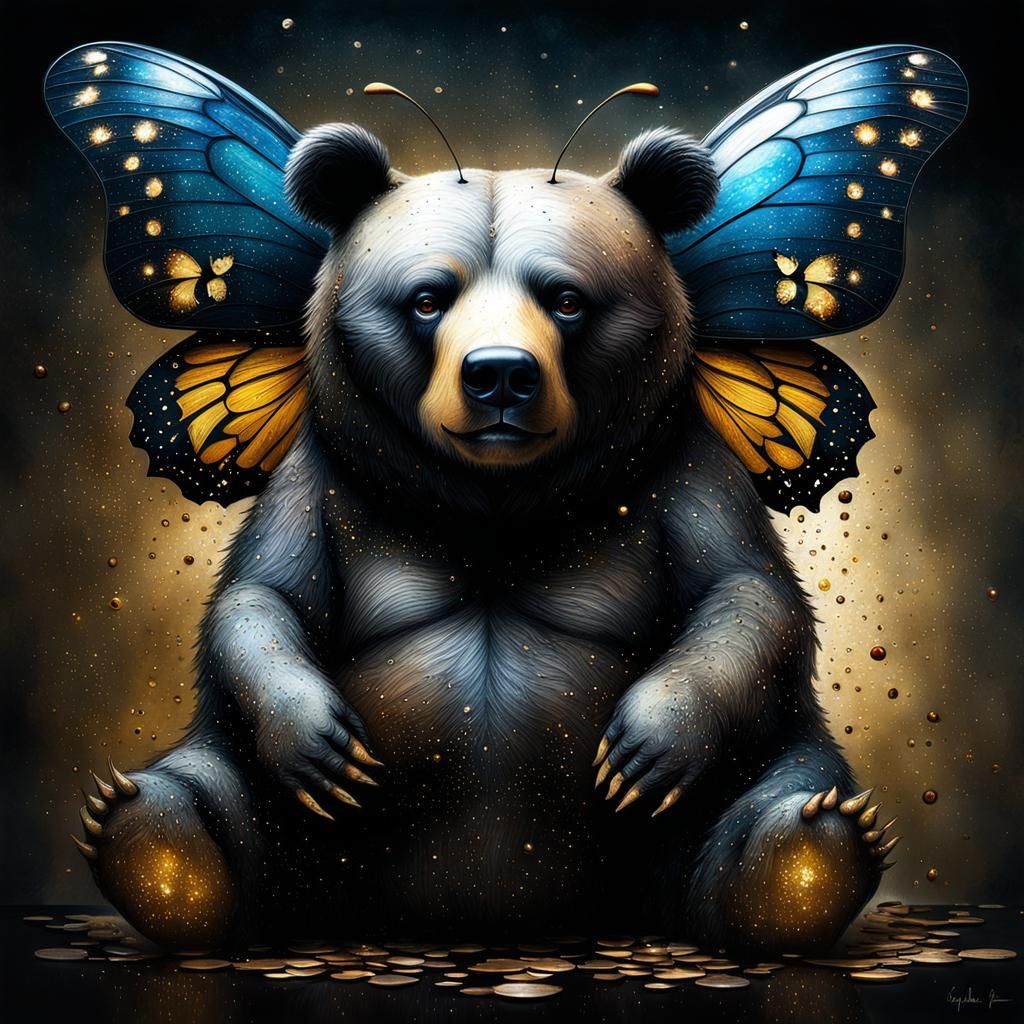 Robotic Bear Butterfly in Volcanic Landscape