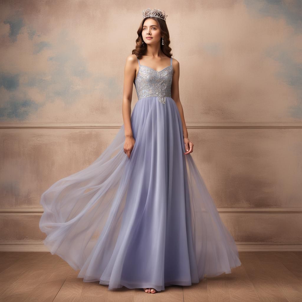 Elegant Hispanic Woman in Butterfly Dress Digital Art