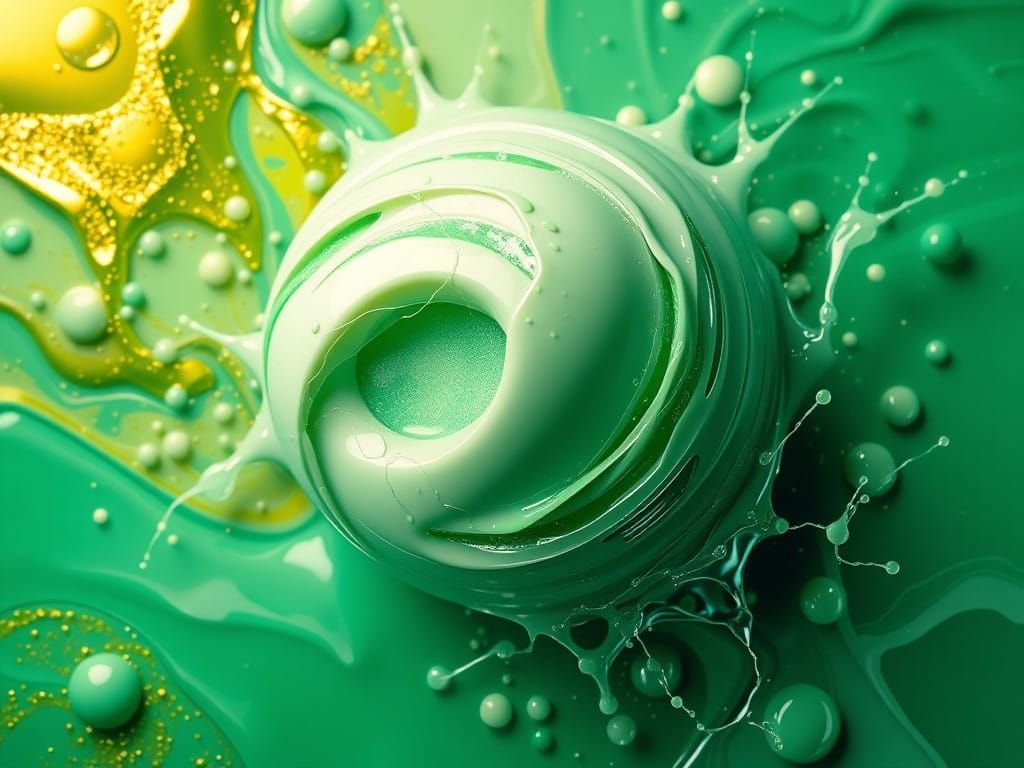 Glowing Jade Goddess in a Chrome Splash