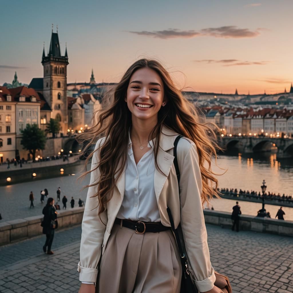 Fashionable Portrait with Cityscape Backdrops, Fantasy Art